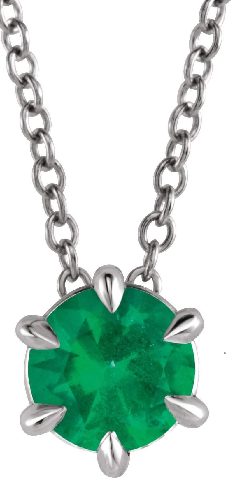 Platinum 5 mm Lab Grown Emerald Solitaire 16 to 18 inch Necklace Ref 16629180