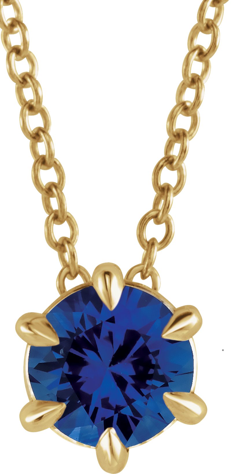 14K Yellow 4 mm Lab Grown Blue Sapphire Solitaire 16 to 18 inch Necklace Ref 16629063