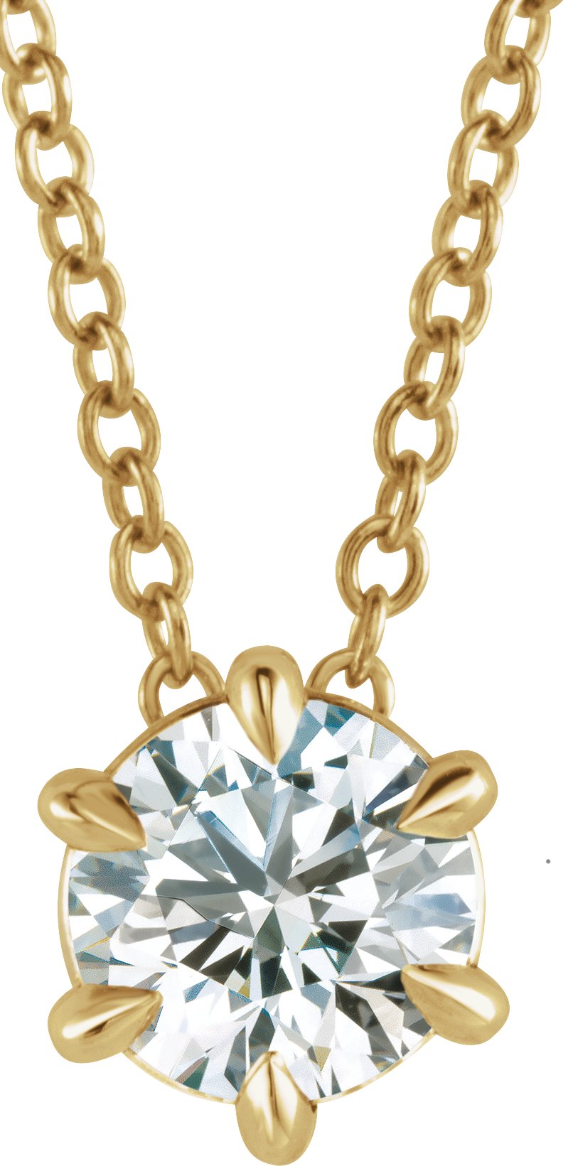 14K Yellow 1/2 CT Lab-Grown Diamond Solitaire 16-18" Necklace