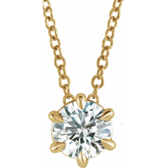 14K Yellow 5/8 CT Lab-Grown Diamond Solitaire 16-18" Necklace