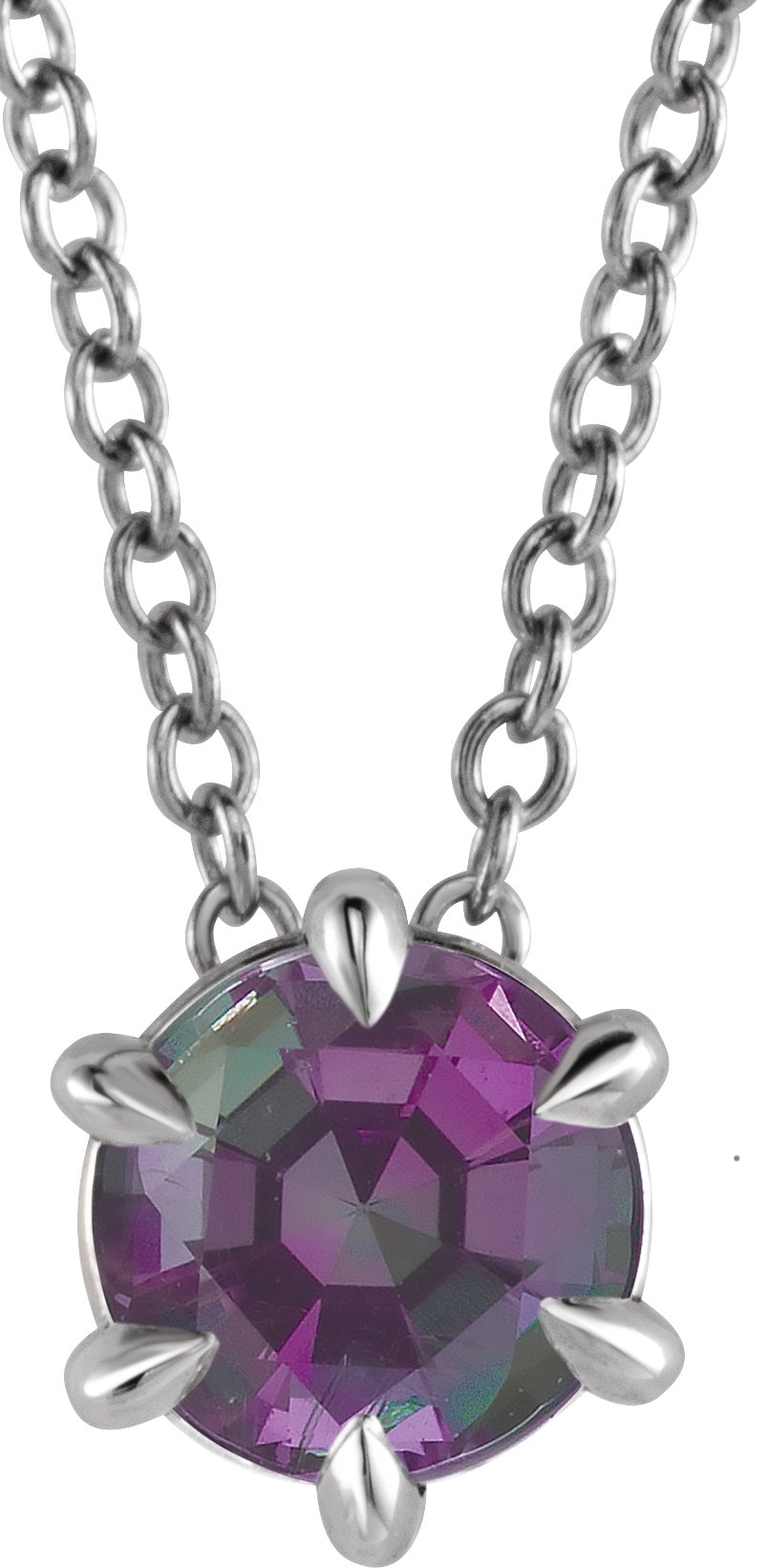 Platinum 4 mm Lab Grown Alexandrite Solitaire 16 to 18 inch Necklace Ref 16629096