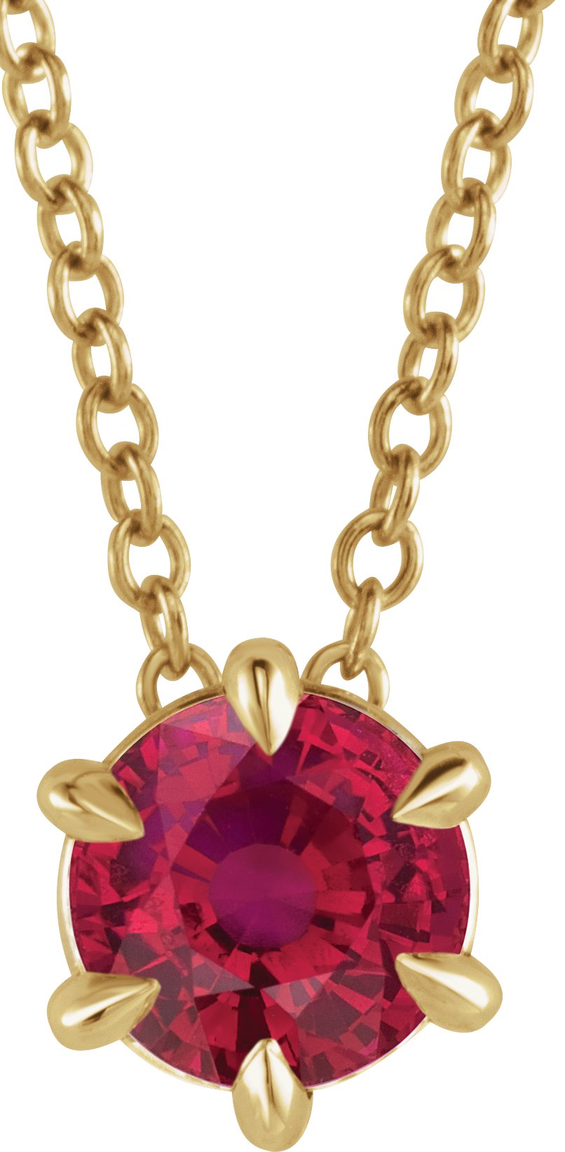 14K Yellow 4 mm Lab Grown Ruby Solitaire 16 to 18 inch Necklace Ref 16629065