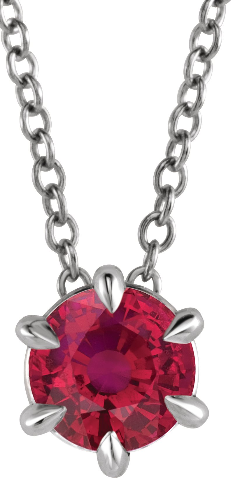 Platinum 5 mm Lab Grown Ruby Solitaire 16 to 18 inch Necklace Ref 16629181