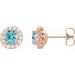 14K Rose 5 mm Natural Blue Zircon & 1/4 CTW Natural Diamond Earrings