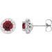 Sterling Silver 5.5 mm Natural Mozambique Garnet & 1/4 CTW Natural Diamond Earrings