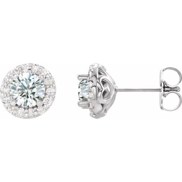 Sterling Silver 6 mm Natural White Sapphire & 1/4 CTW Natural Diamond Earrings