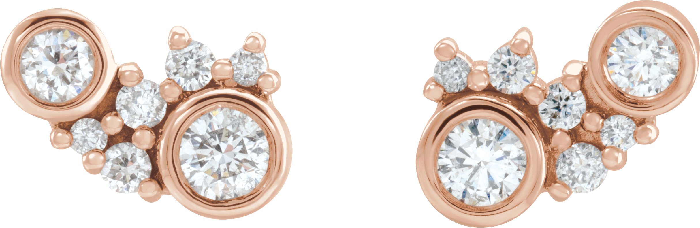 14K Rose 1/4 CTW Diamond Scattered Bezel-Set Earrings