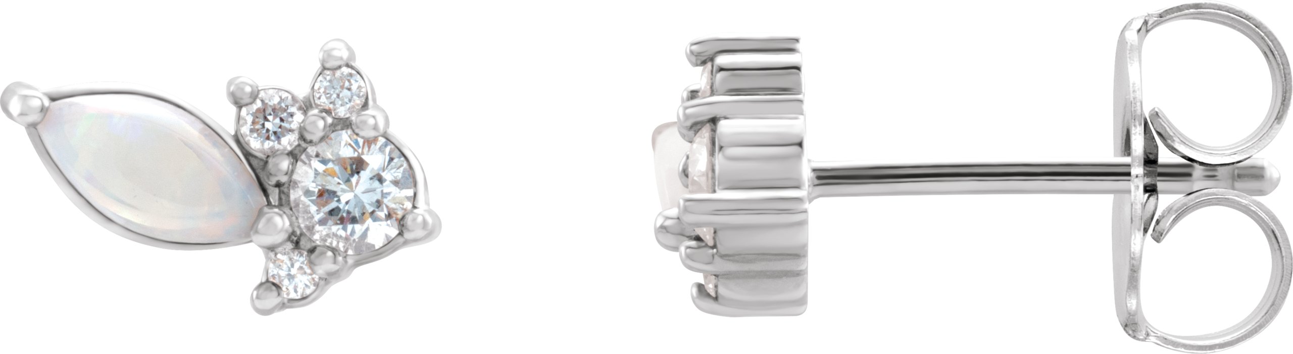 14K White Australian Opal and .167 CTW Diamond Cluster Earrings Ref. 16635738