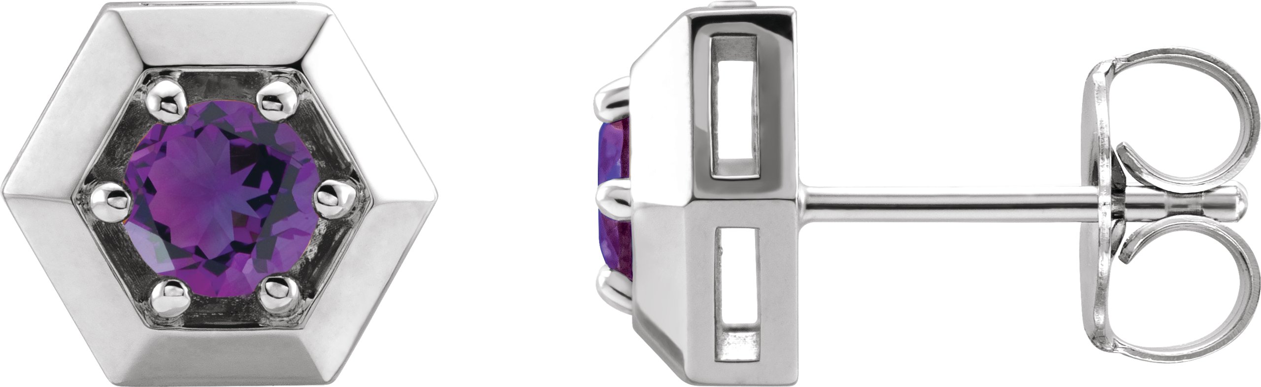 Sterling Silver Amethyst Geometric Earrings Ref 16635822