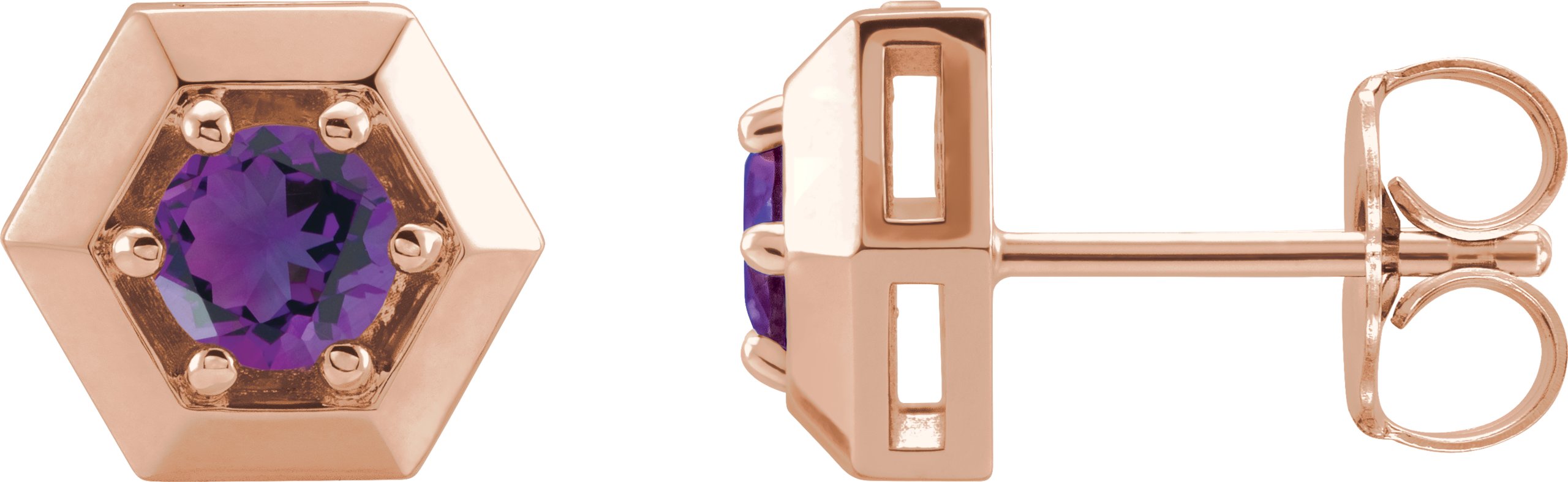 14K Rose Amethyst Geometric Earrings Ref 16635788