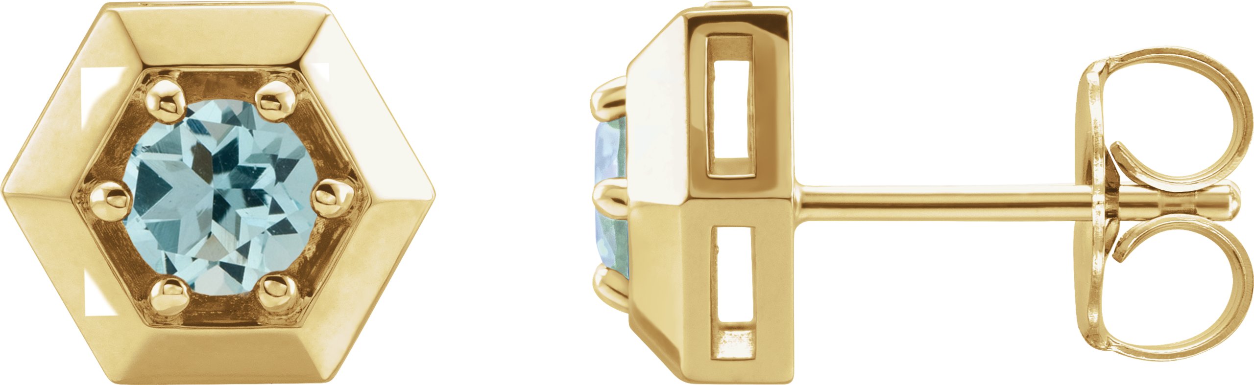 14K Yellow Natural Aquamarine Geometric Earrings