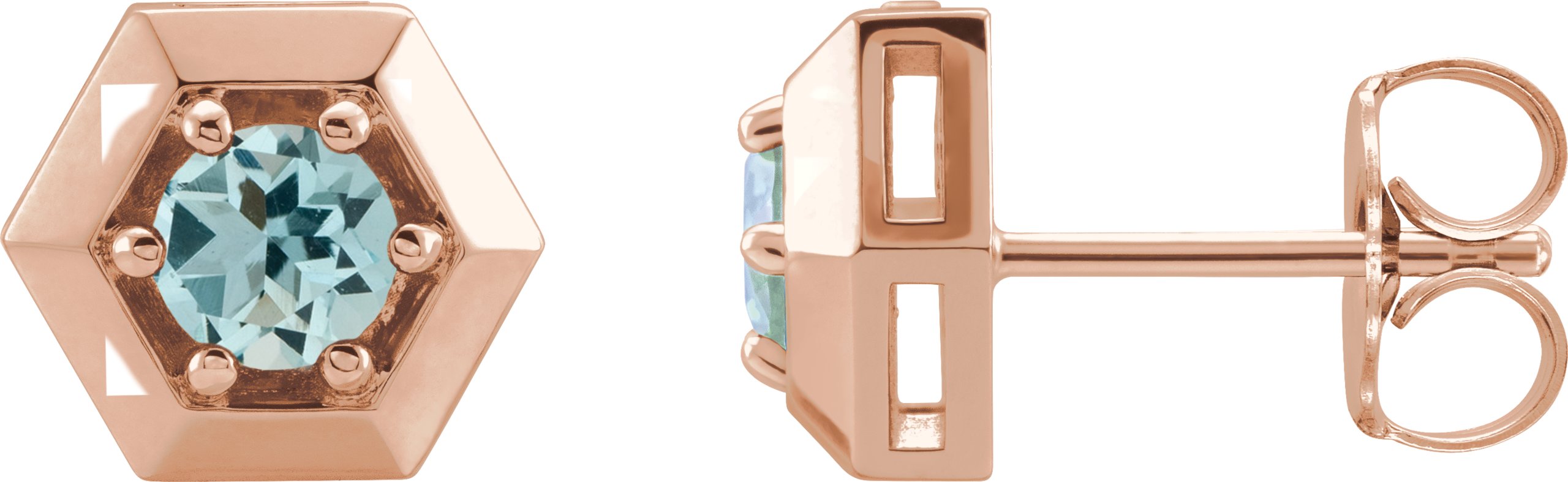 14K Rose Aquamarine Geometric Earrings Ref 16635789