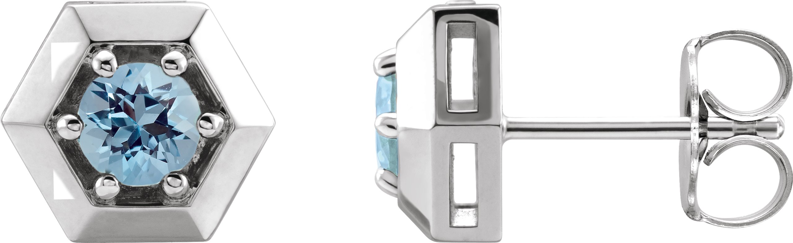 14K White Aquamarine Geometric Earrings Ref 16635755