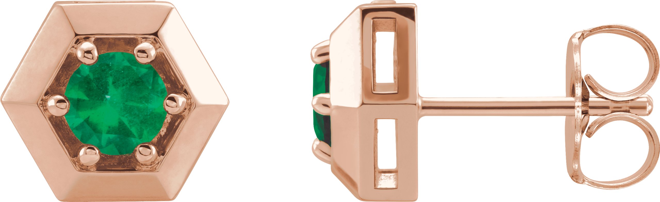 14K Rose Emerald Geometric Earrings Ref 16635793