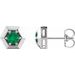 14K White Natural Emerald Geometric Earrings