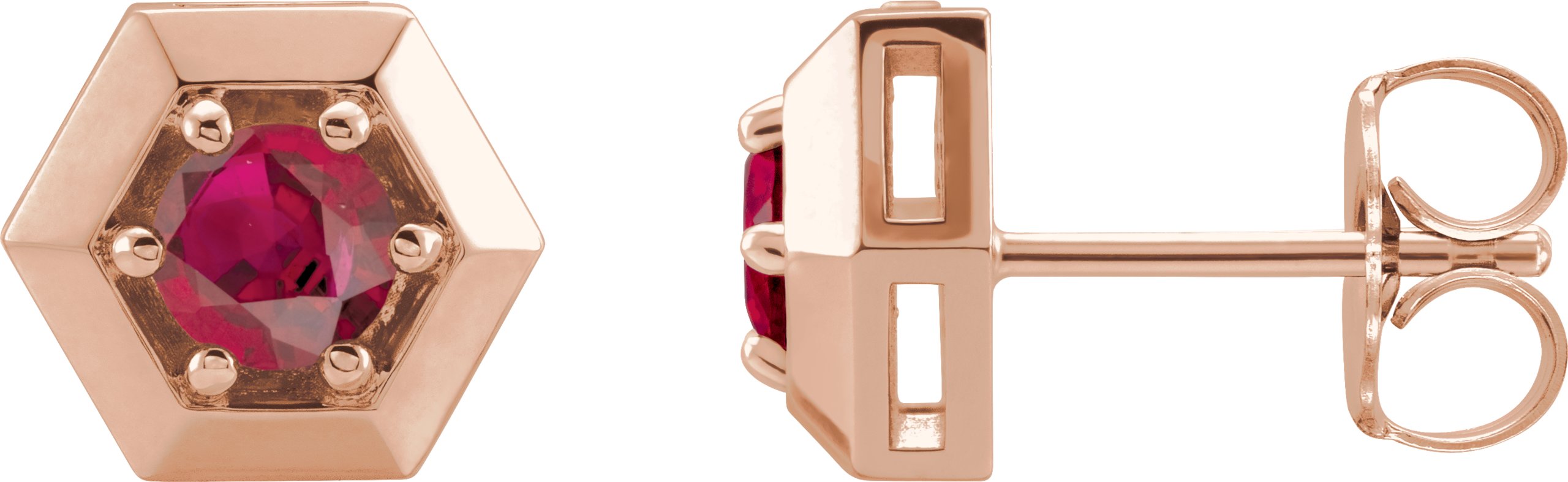 14K Rose Ruby Geometric Earrings Ref 16635797