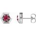 Sterling Silver Lab-Grown Ruby Geometric Earrings