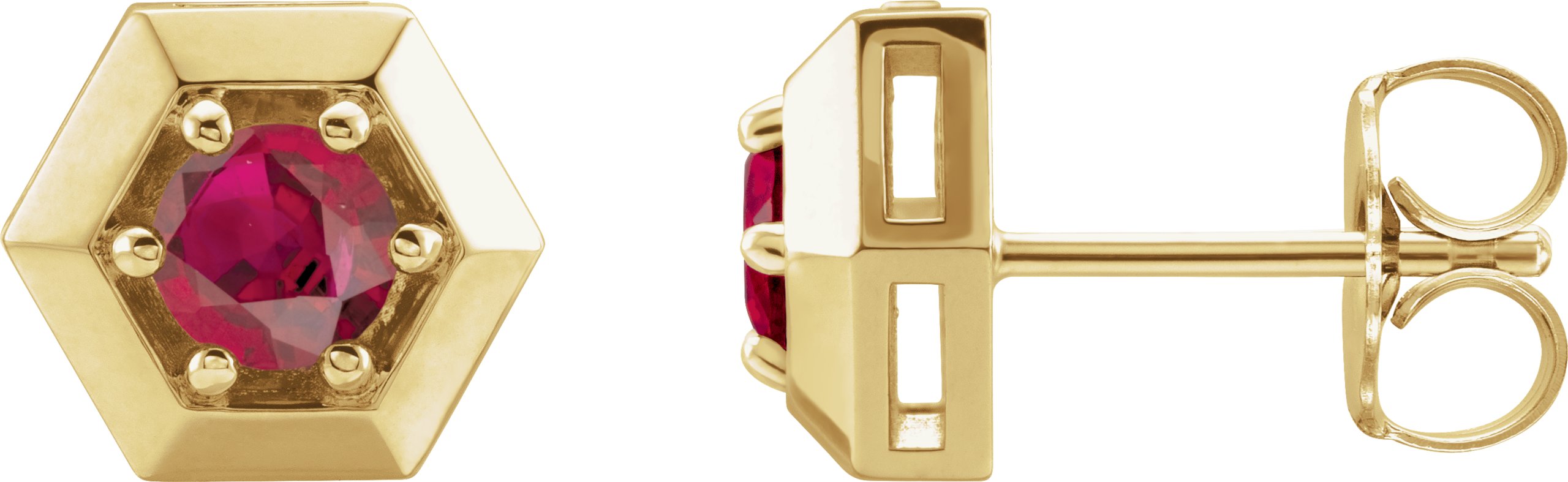 14K Yellow Chatham Lab Created Ruby Geometric Earrings Ref 16635769