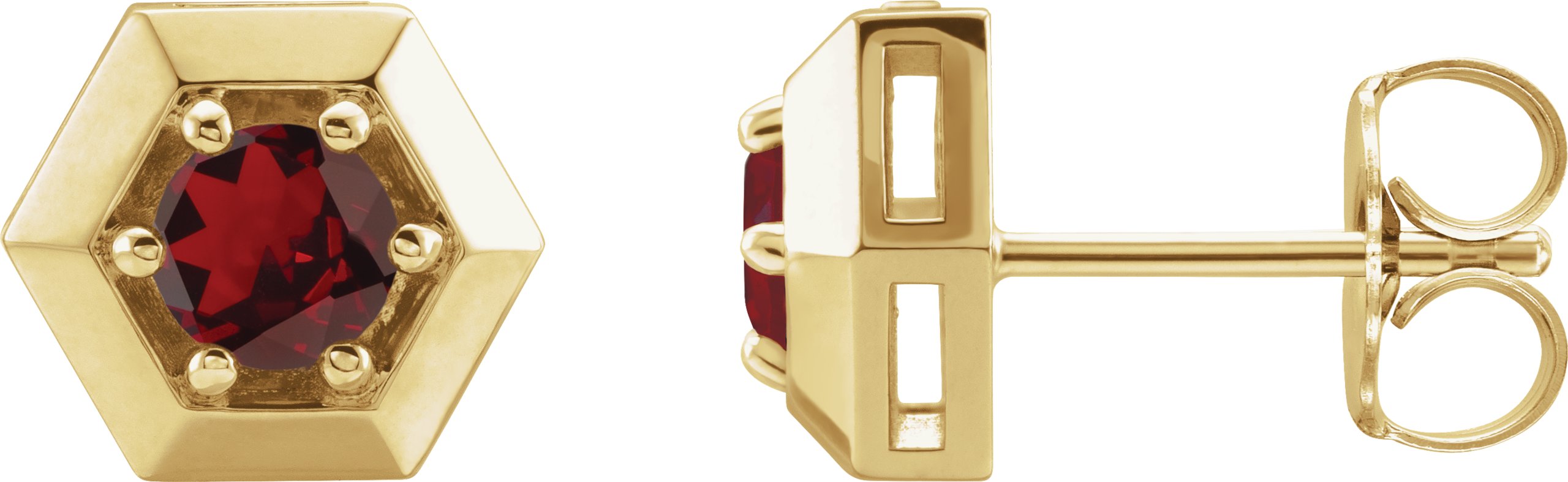 14K Yellow Natural Mozambique Garnet Geometric Earrings