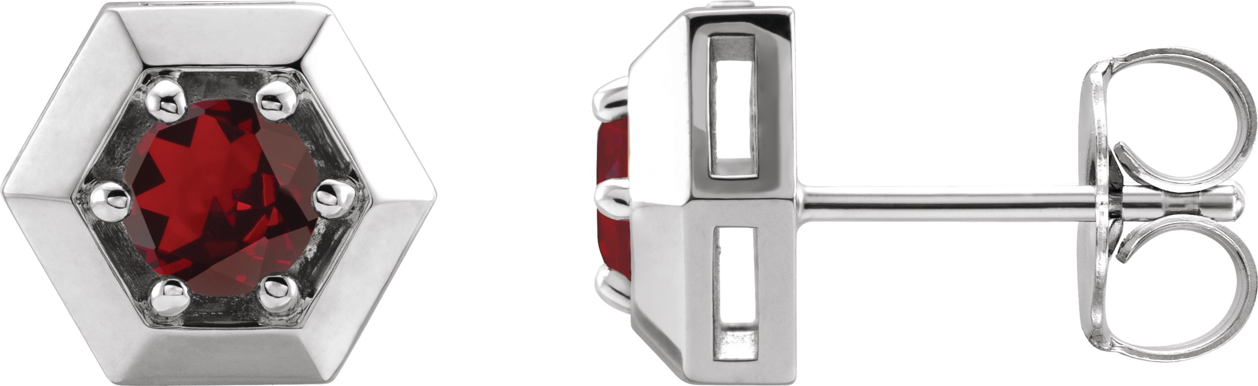 Sterling Silver Mozambique Garnet Geometric Earrings Ref 16635828