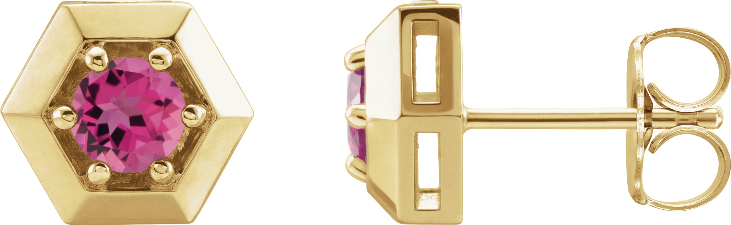 14K Yellow Pink Tourmaline Geometric Earrings Ref 16635779