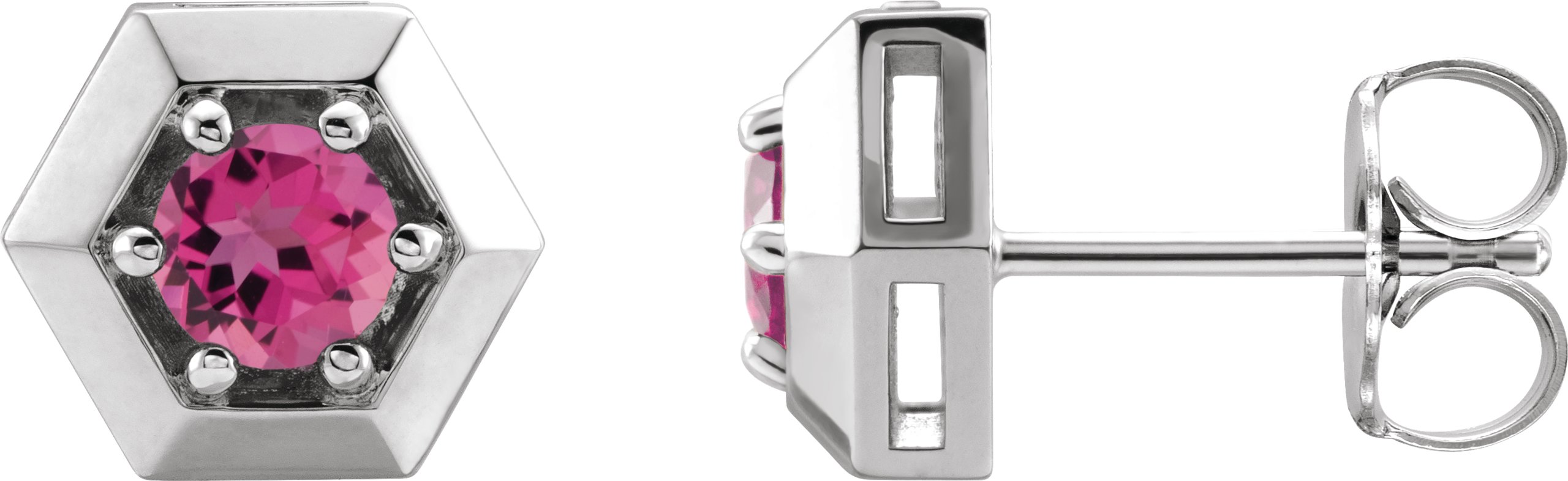 Platinum Pink Tourmaline Geometric Earrings Ref 16635813