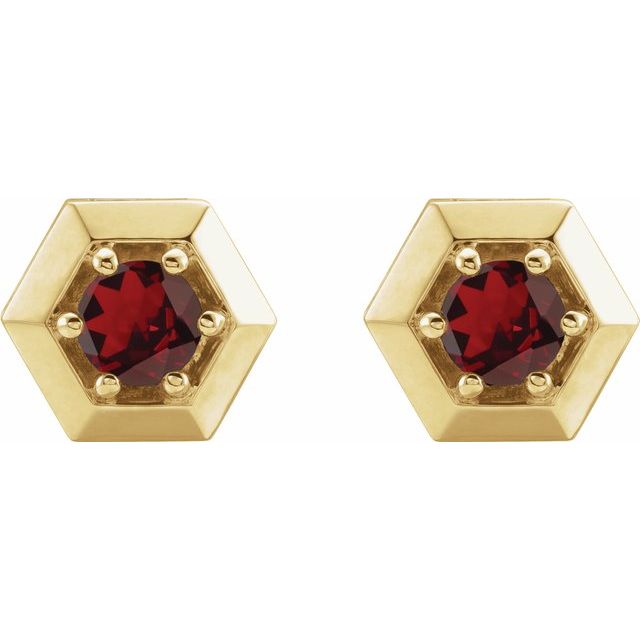 14K Yellow Mozambique Garnet Geometric Earrings