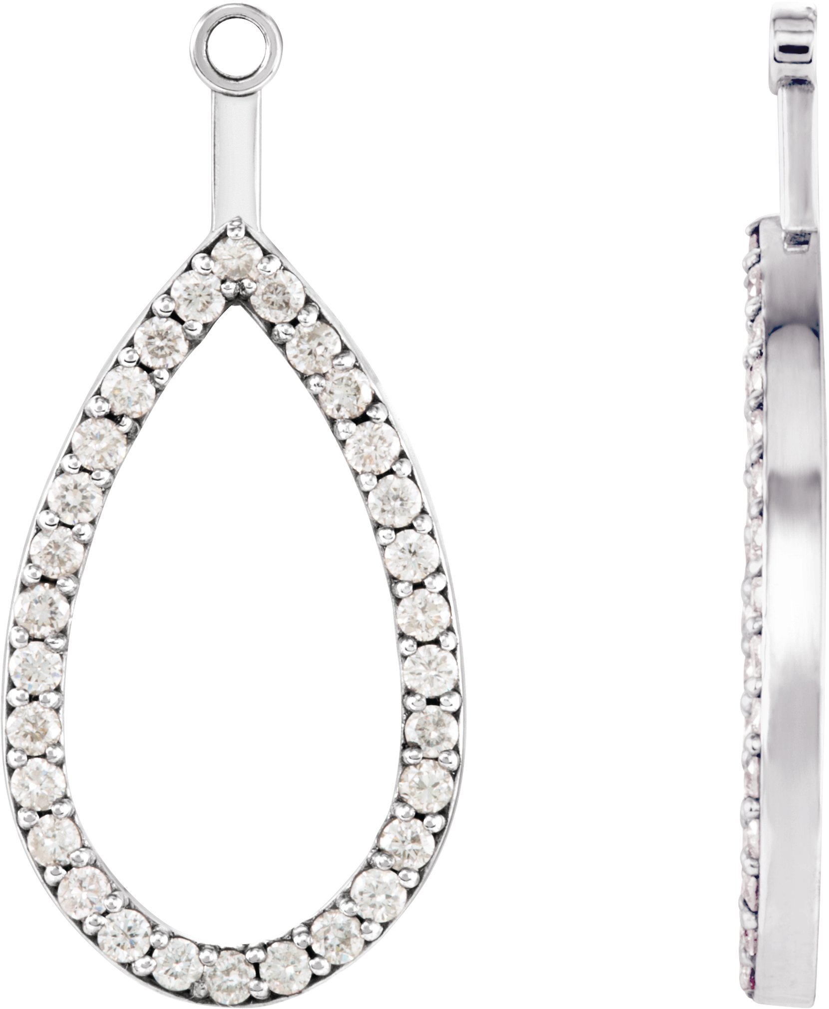 14K White 1/3 CTW Diamond Teardrop Earring Jackets