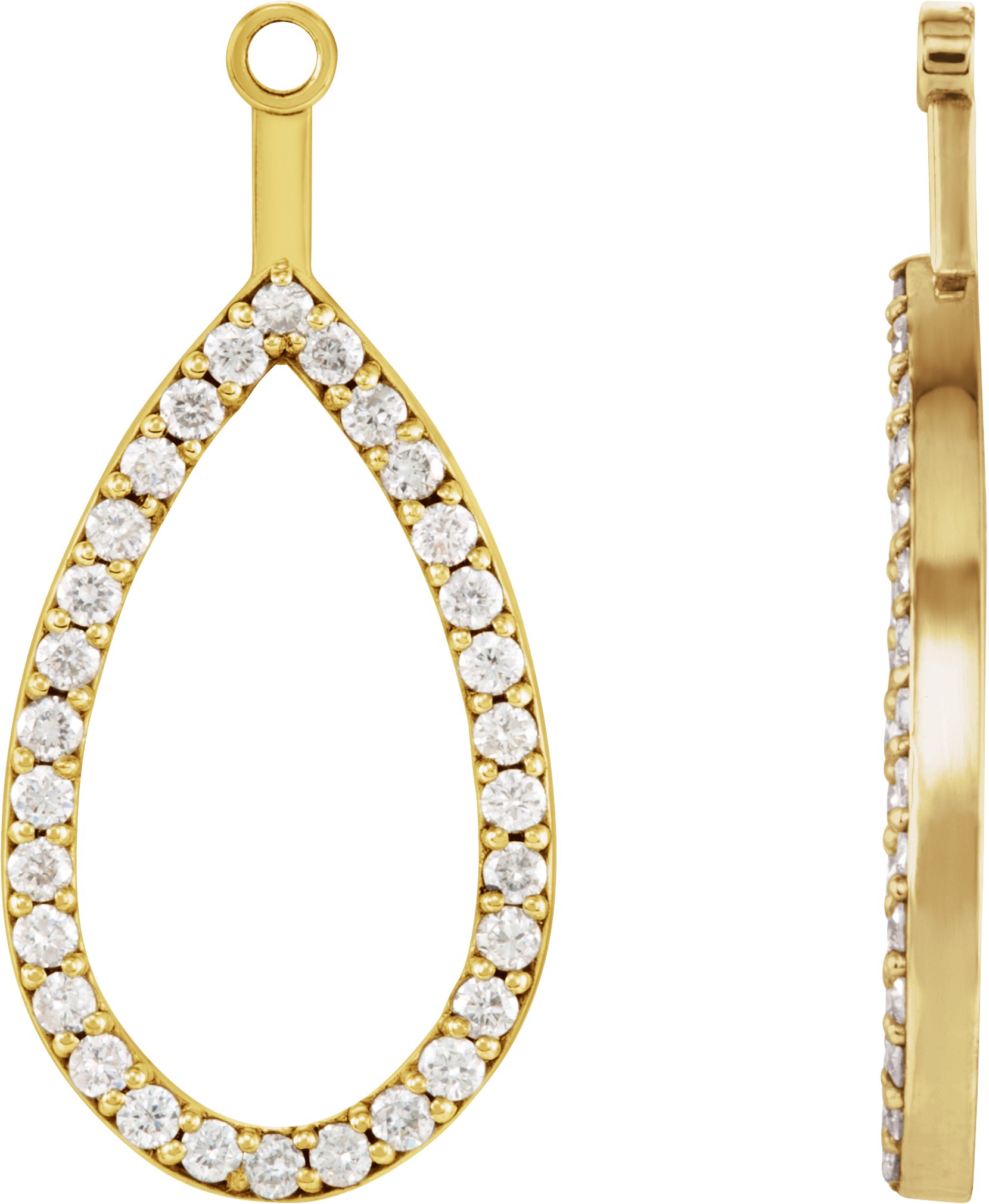 14K Yellow 1/3 CTW Natural Diamond Teardrop Earring Jackets