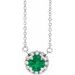 Sterling Silver 5.5 mm Lab-Grown Emerald 1/10 CTW Natural Diamond 18