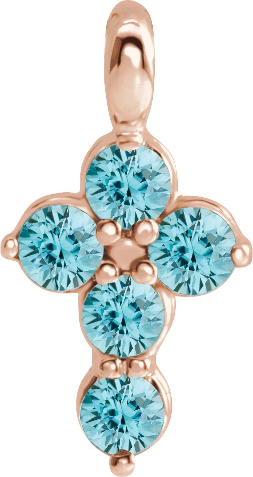 14K Rose Blue Zircon Cross Pendant Ref. 16237680