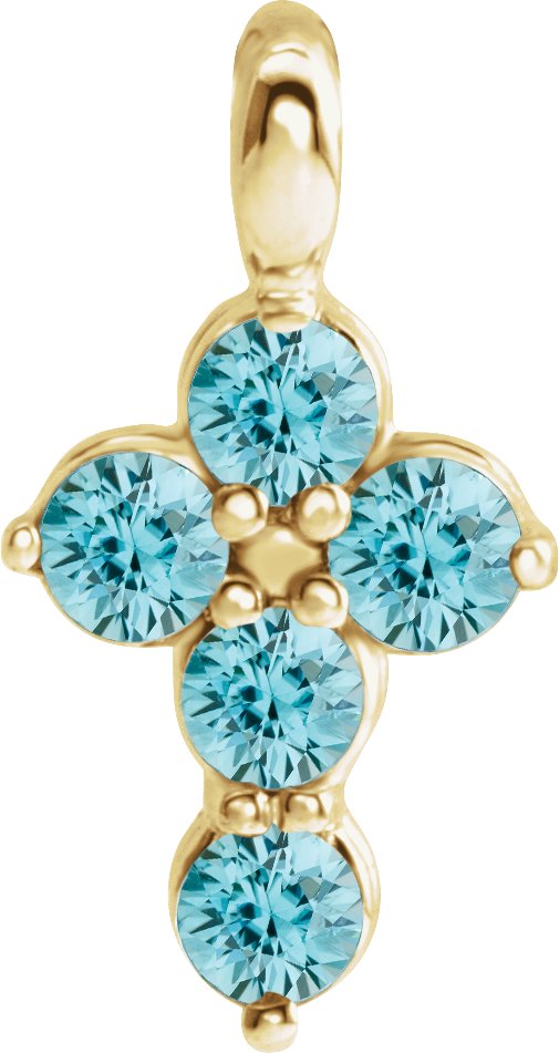 14K Yellow Blue Zircon Cross Pendant Ref. 16237679