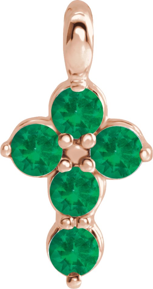 14K Rose Emerald Cross Pendant Ref. 16237625