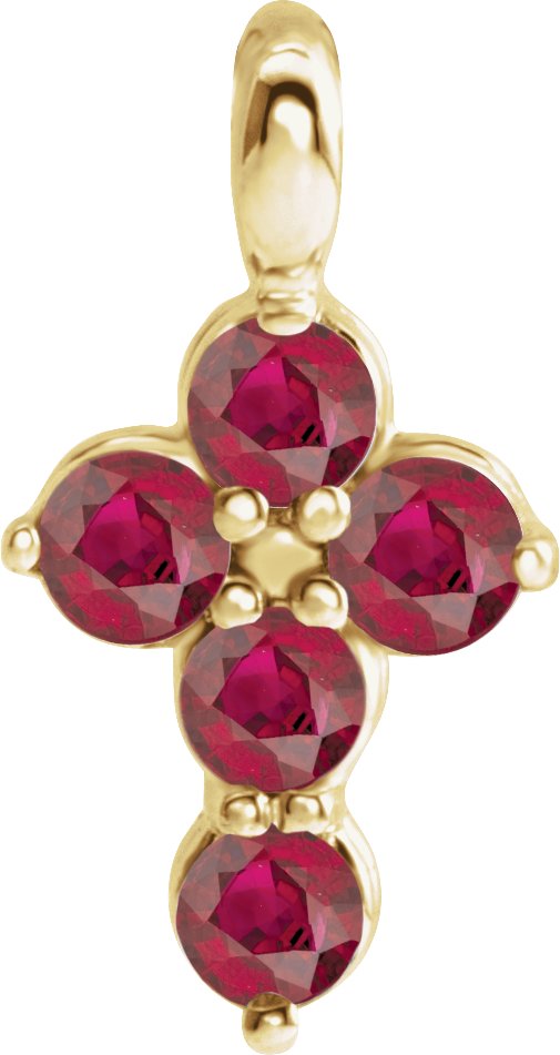 14K Yellow Chatham Created Ruby Cross Pendant Ref. 16237649