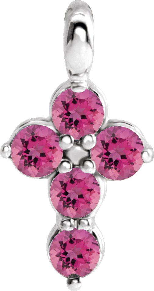 14K White Pink Tourmaline Cross Pendant Ref. 16237668