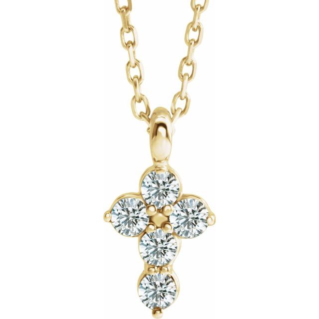 14K Yellow 1/6 CTW Natural Diamond Cross 16-18 Necklace