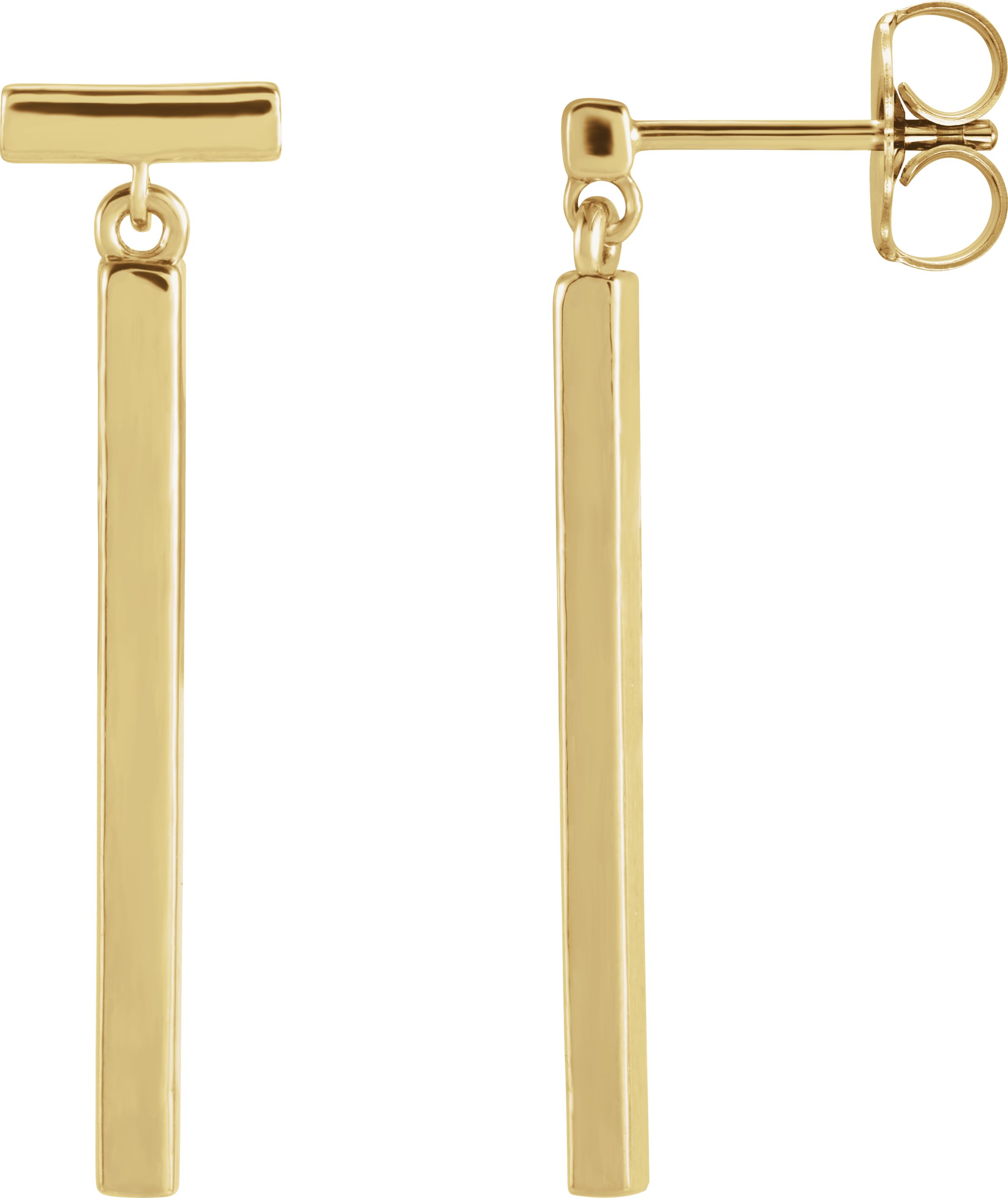 14K Yellow Articulated Bar Earrings