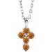 Sterling Silver Natural Citrine Cross 16-18