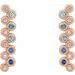 14K Rose Natural Blue Multi-Gemstone & 1/10 CTW Natural Diamond Bezel-Set Bar Earrings