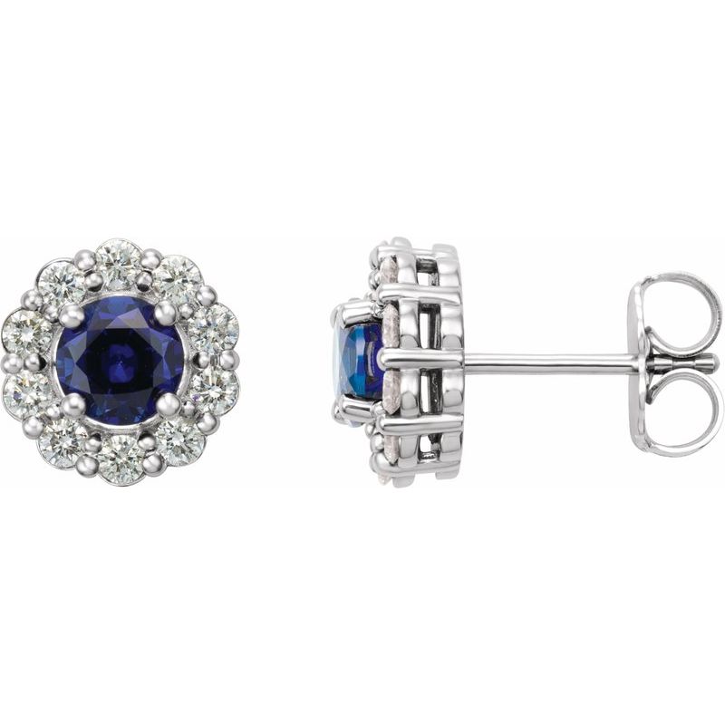 Round 4-Prong Halo-Style Earrings