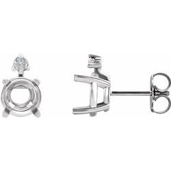29056 / Sterling Silver / 4 Mm / Each / Semi-Polished / 4-Prong Wire Bucket Earring With Accent