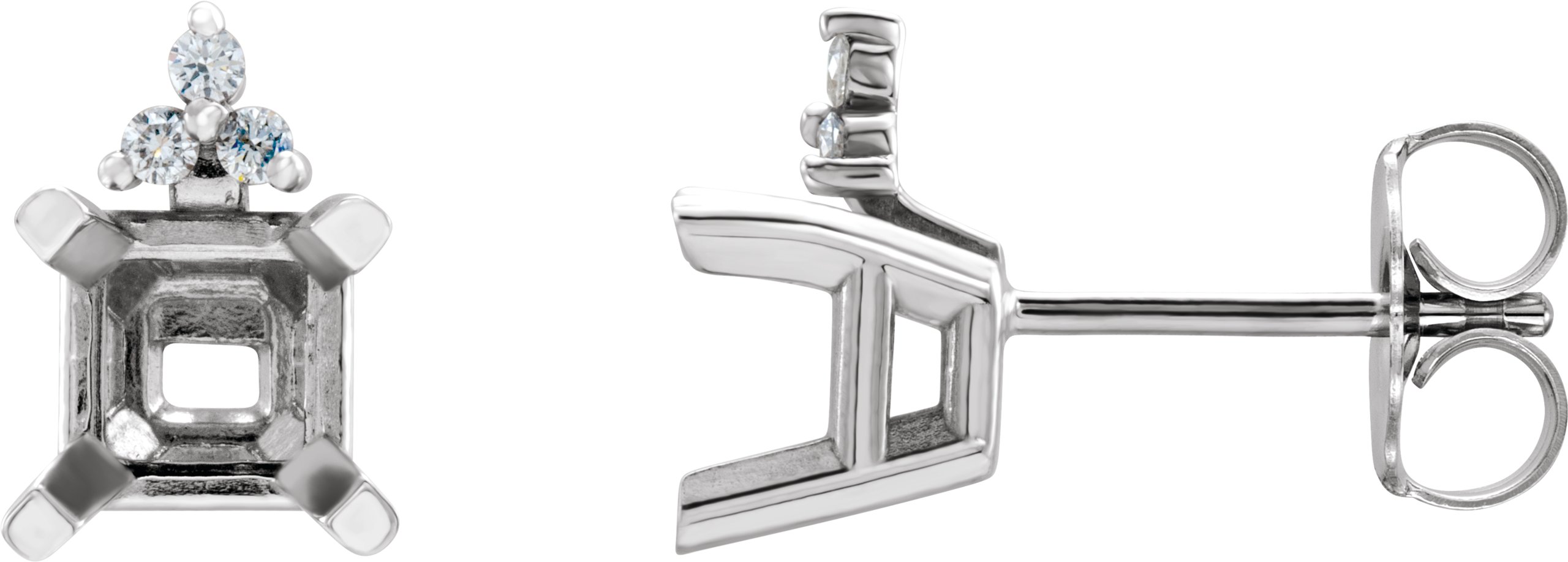 Princess/Square 4-Prong Accented Earring Mounting