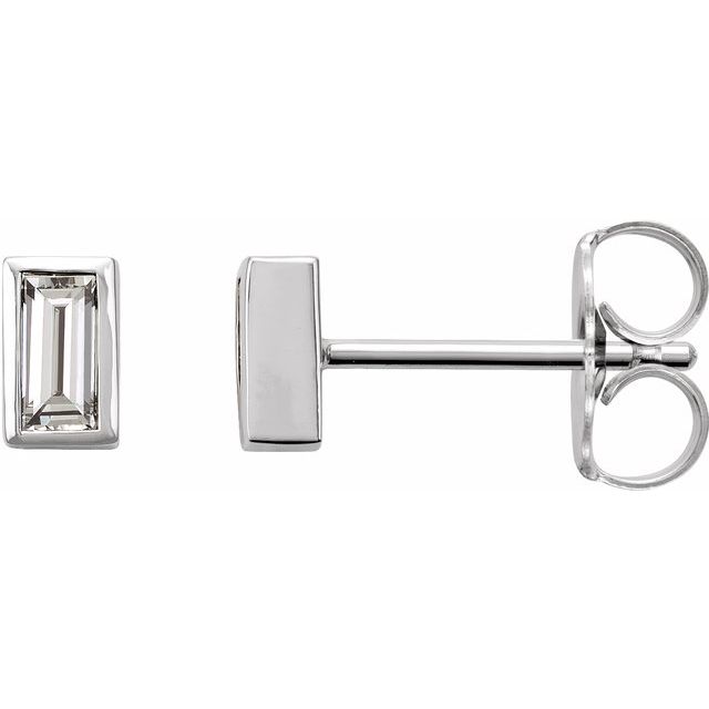 Sterling Silver .08 CTW Diamond Bezel-Set Earrings
