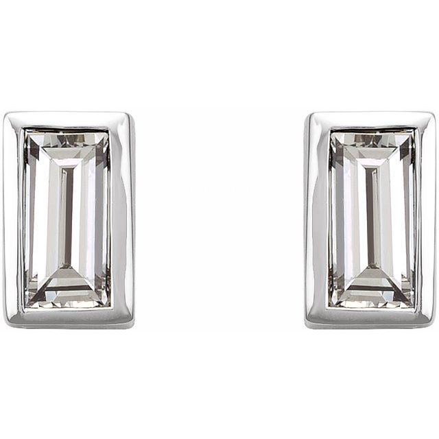 Sterling Silver .08 CTW Diamond Bezel-Set Earrings