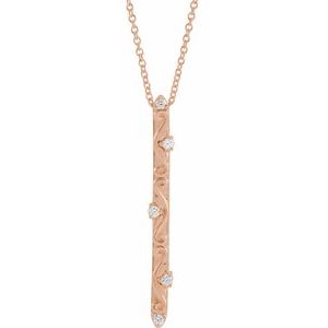 14K Rose .07 CTW Natural Diamond Vintage-Inspired 16-18" Necklace