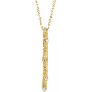 14K Yellow .07 CTW Natural Diamond Vintage-Inspired 16-18" Necklace