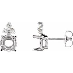 29058 / Sterling Silver / 4 / Each / Semi-Polished / Round 4-Prong Earring