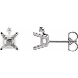 29116 / Sterling Silver / 4 X 4 Mm / Each / Semi-Polished / Square 4-Prong Earring