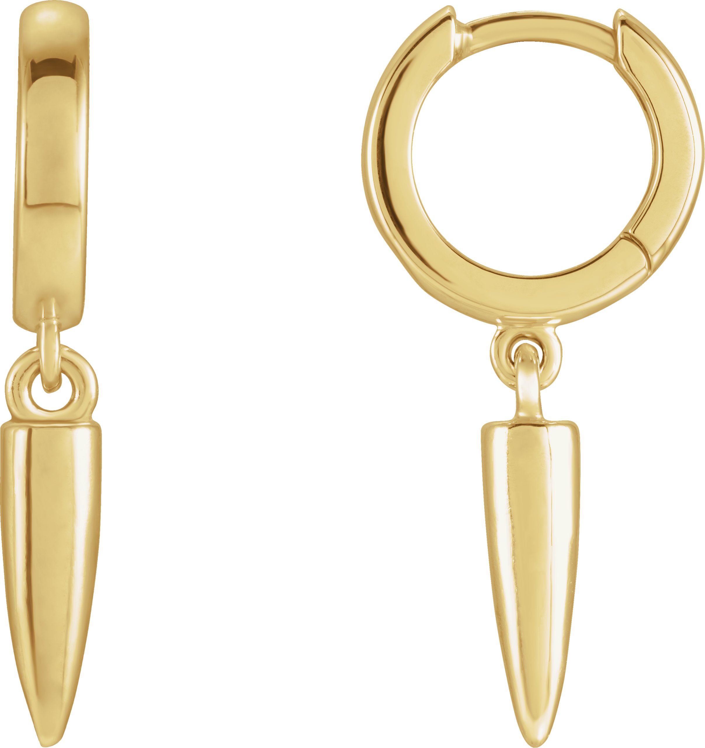 18K Yellow Spike Huggie Earrings