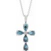 Sterling Silver Aquamarine Cross 16 18 inch Necklace Ref. 16616213